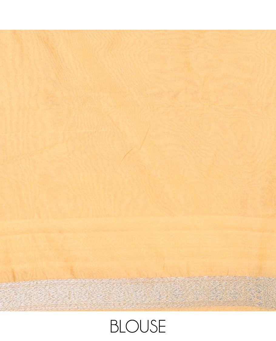Yellow Georgette Saree, Steeped with Buttas, Highlighted by a Traditional Border, Intricately Designed Pallu, and a Matching Blouse