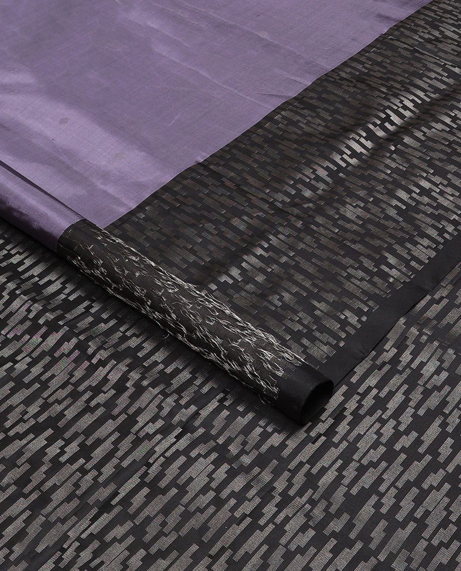 Purple buttas mayuri soft silk saree with contrast geometric design & geometric design pallu
