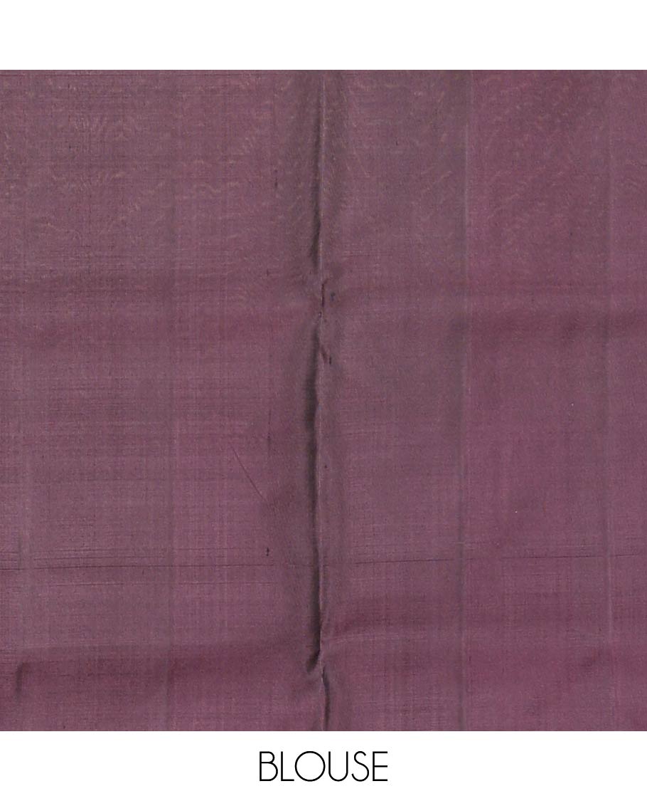 Borderless brown and pink stripes and temple design soft silk saree, pallu of seppu rekku design