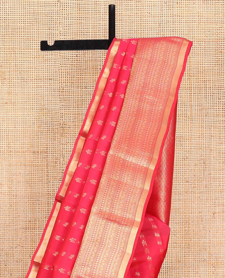 Pink Vasundhara Lite Silk Mix Saree, Decorated with Zari Buttas All Over Its Body, Highlighted by Zari Border of Manga, Muthu, Neli, and Kodi Visiry Designs, Grand Jaal Pallu and Paired with a Matching Blouse