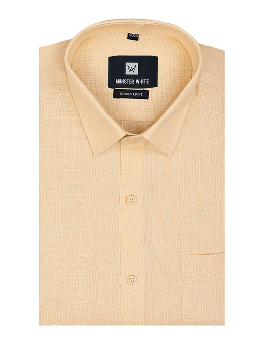 Mens Cotton Regular Fit Butter Colour Shirt Urban Light