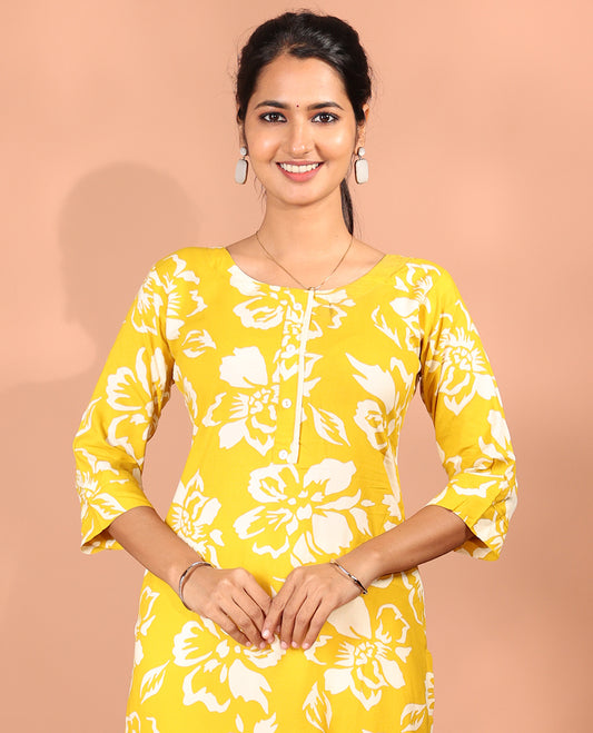 Yellow Rayon Readymade Suit
