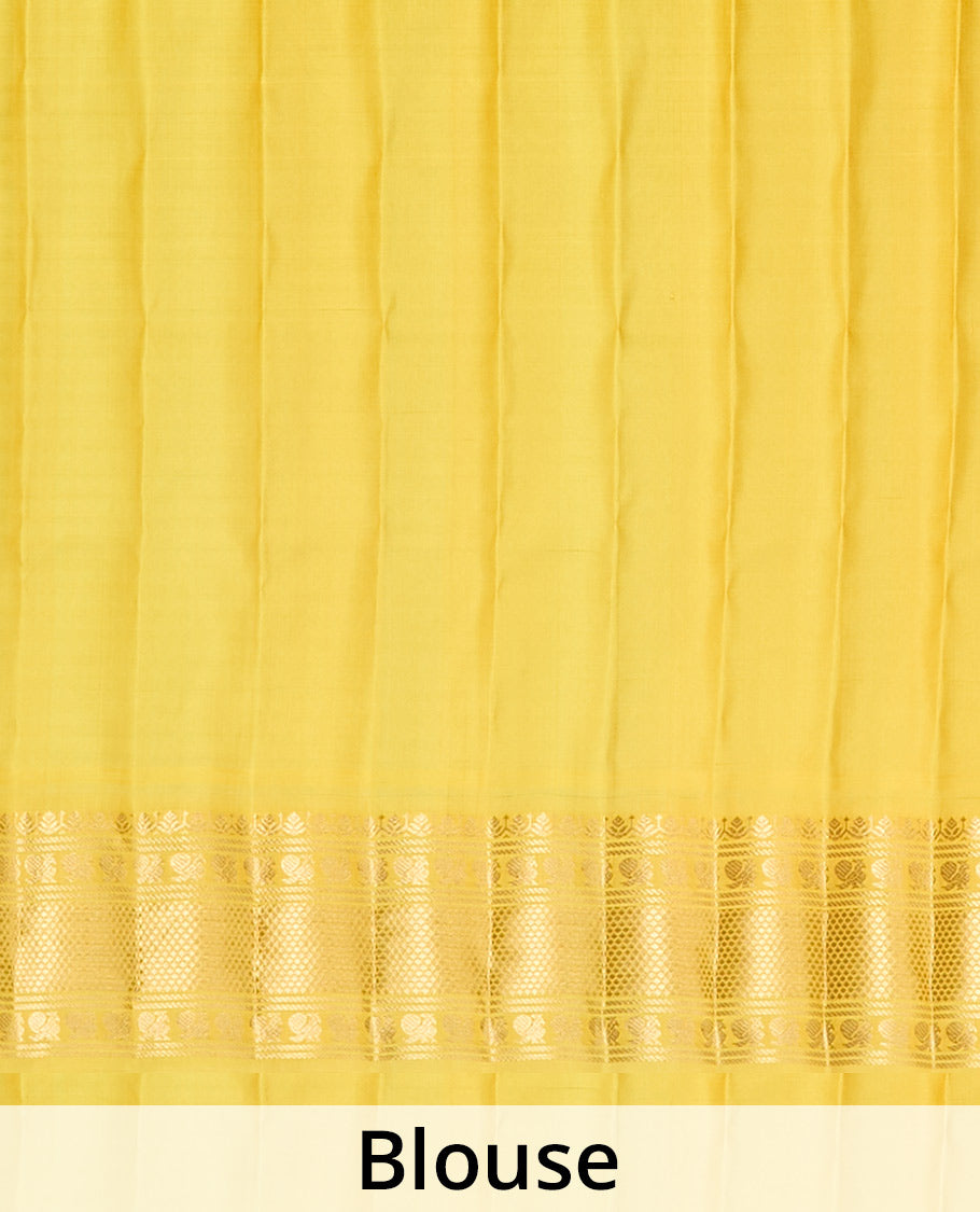 Green micro-checked & zari buttas gadwal silk saree, contrast traditional zari design woven border & zari-rich pallu