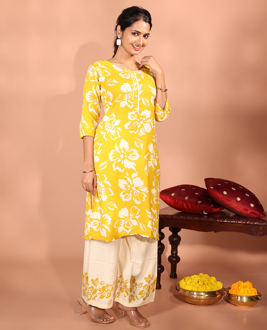 Yellow Rayon Readymade Suit