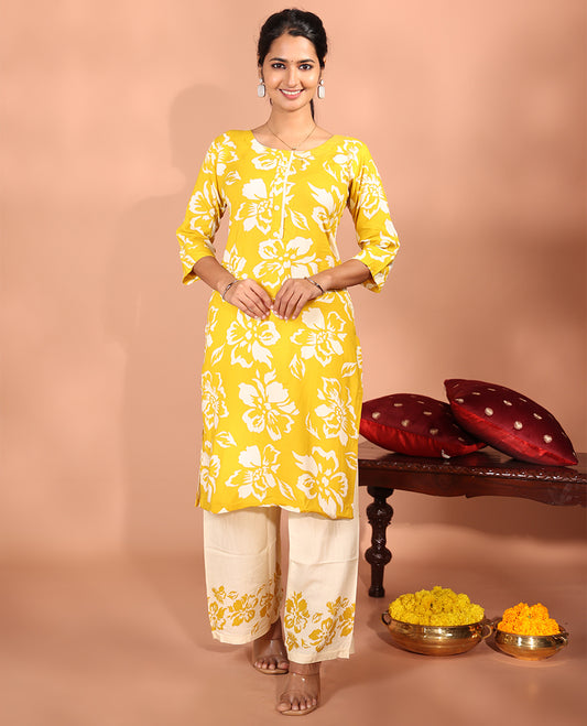 Yellow Rayon Readymade Suit