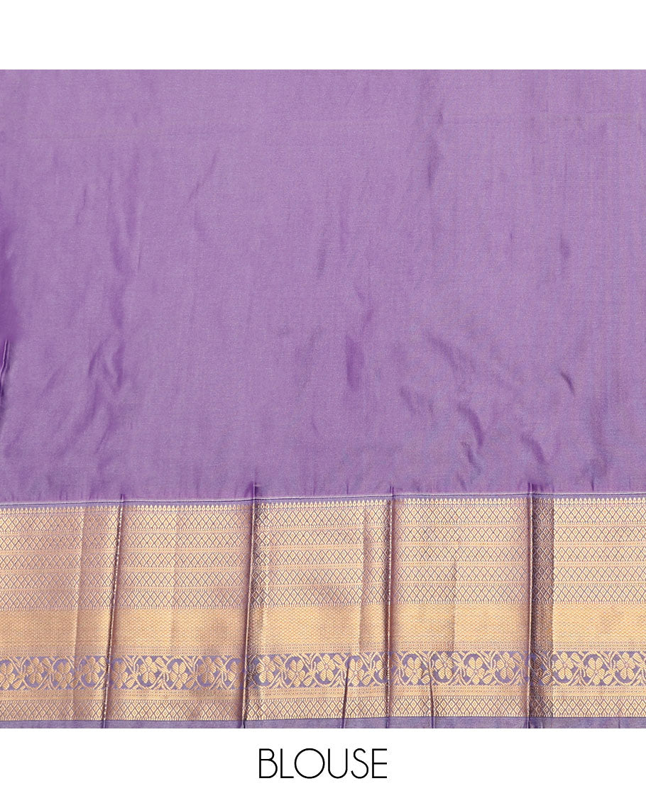 Green Budget Silk Saree, Enriched with Zari Buttas, Complemented by Contrast Traditional Zari Border, a Grand Pallu and a Contrast Blouse