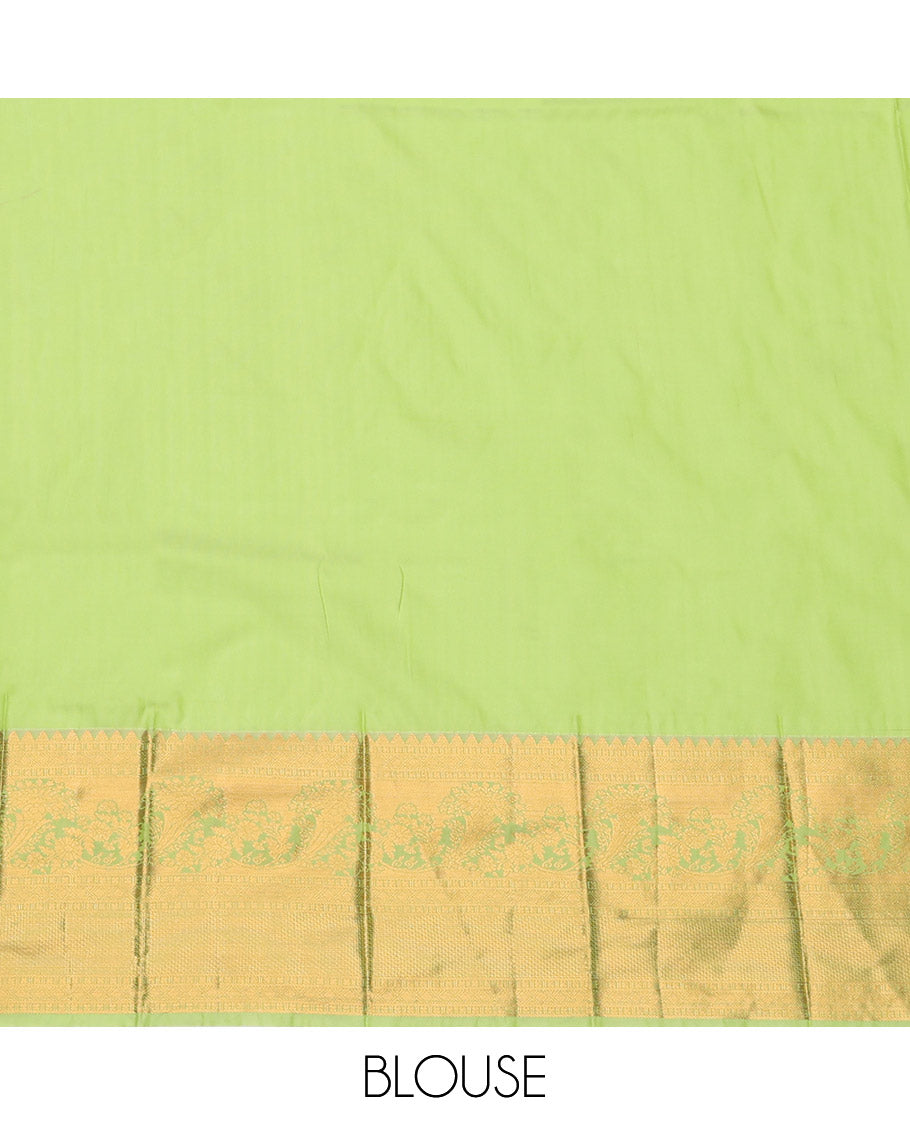 Pink Budget Silk Saree, Bedecked with Jacquard Design, Complemented by a Contrast Traditional Zari Border, Grand Pallu, and Contrast Blouse