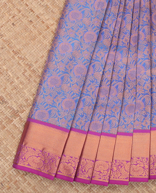 Blue Budget Silk Saree, Styled with Jacquard Design, a Contrast Traditional Zari Border, Grand Pallu, and a Contrast Blouse