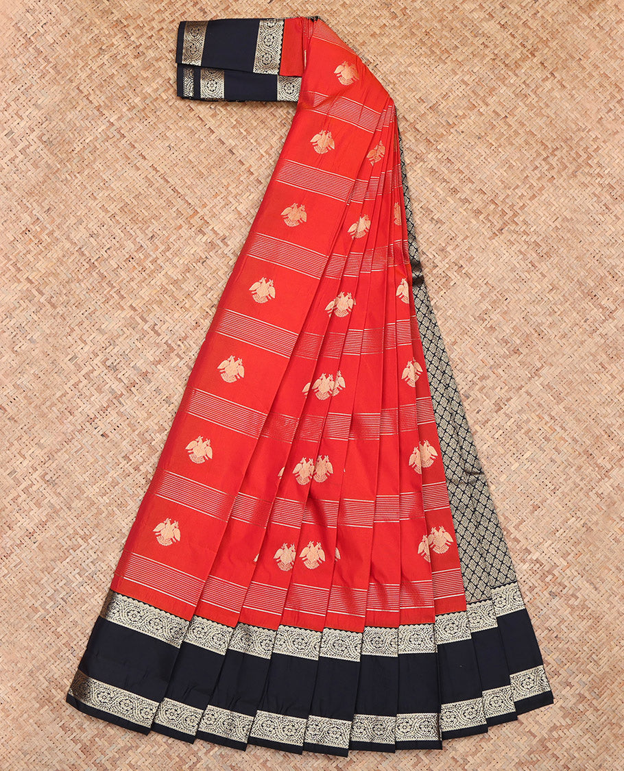 Red Traditional Stripes Budget Silk Saree