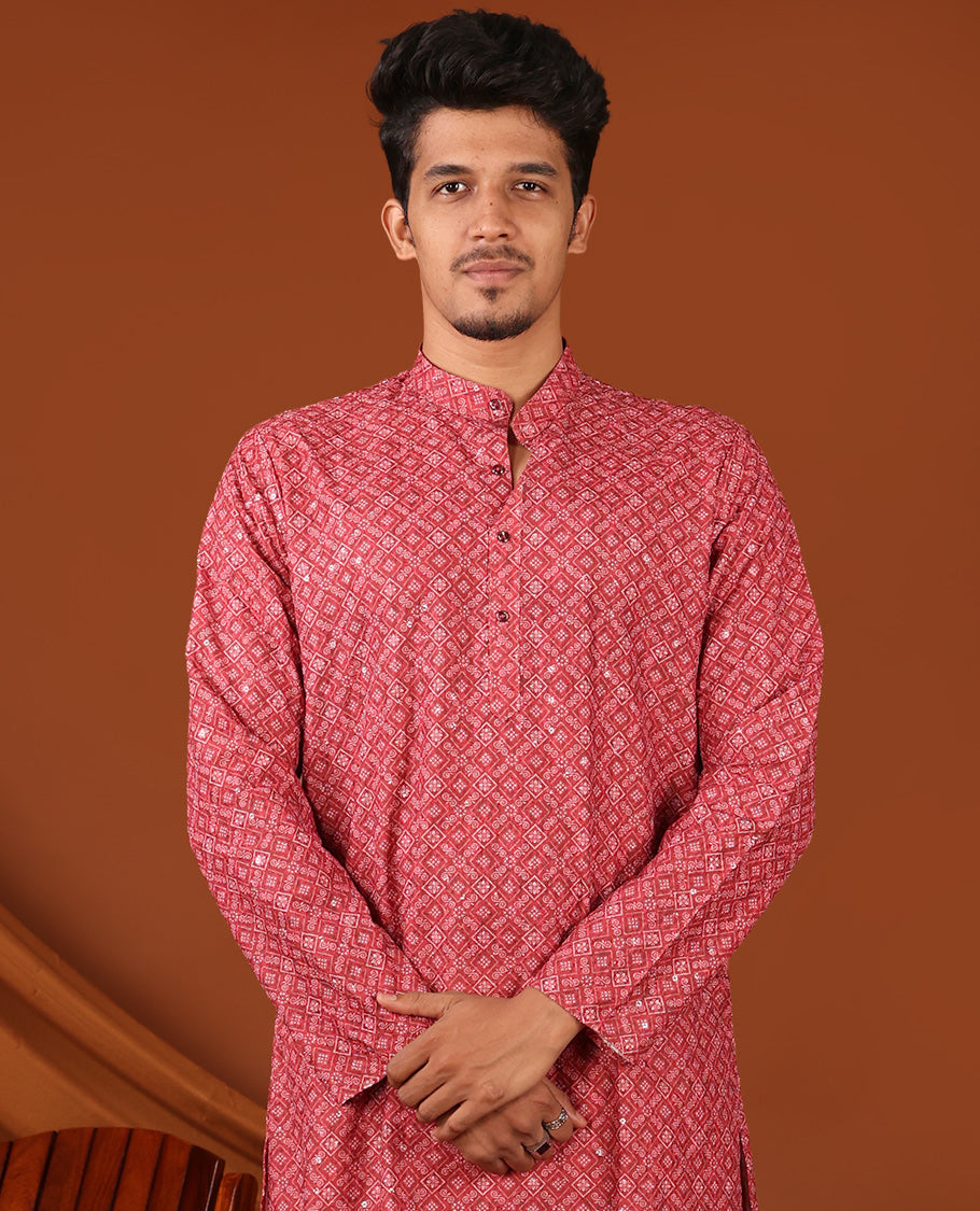 Red Men's Kurta