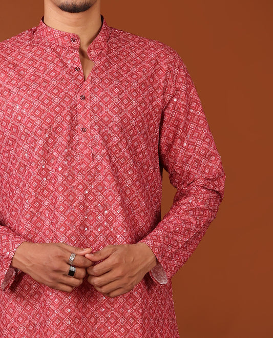 Red Men's Kurta