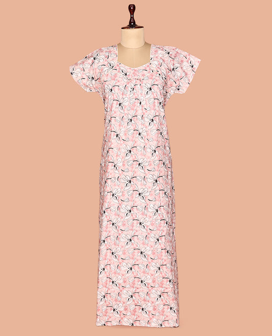 Baby Pink Cotton-Blended Nighty
