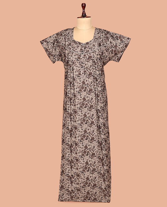 Light Grey Cotton-Blended Nighty