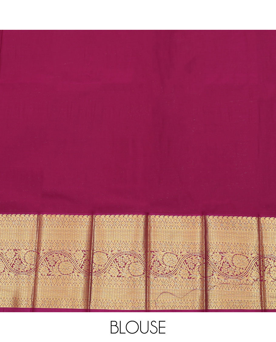 Blue Budget Silk Saree, Detailed with Buttas All Over Its Body, Complemented by a Contrast Traditional Zari Design Border, Intricately Designed Pallu, and Paired with a Contrast Blouse