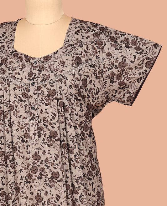 Light Grey Cotton-Blended Nighty