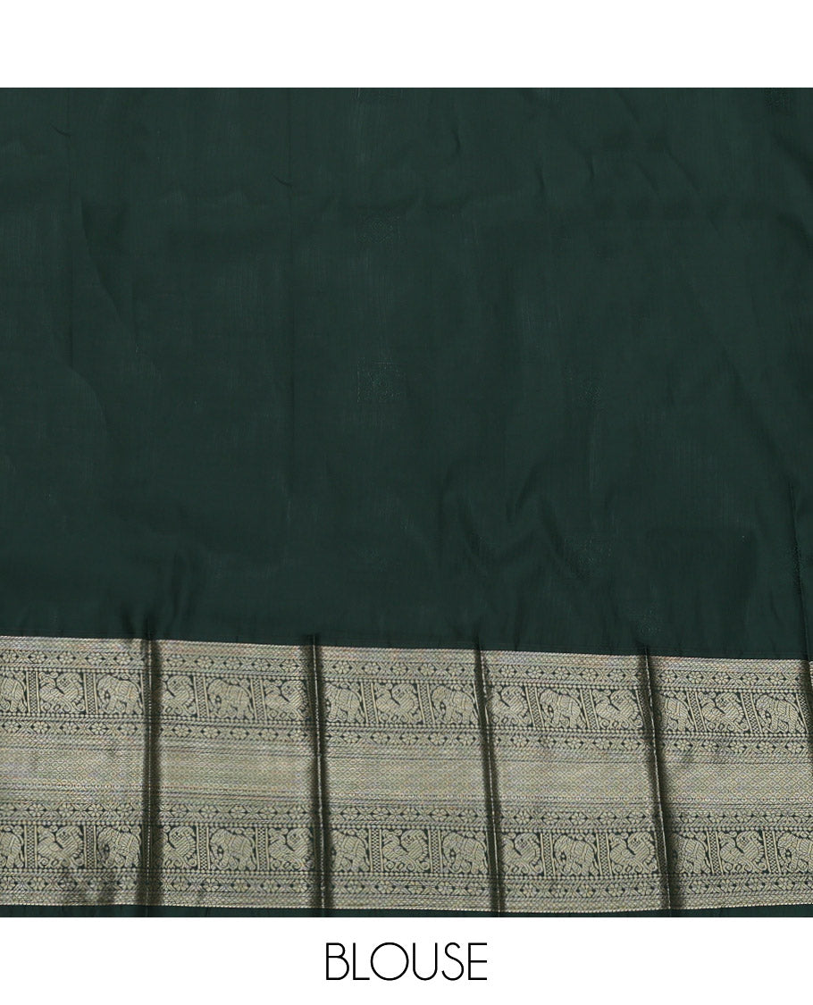 Pink Budget Silk Saree, Adorned with Buttas and Stripes, Complemented by a Contrast Traditional Zari Border, Grand Pallu, and Contrast Blouse