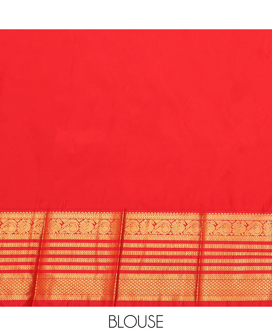 Yellow Budget Silk Saree, Sparsely Woven with Zari Buttas, a Contrast Traditional Zari Border, Grand Pallu, and a Contrast Blouse