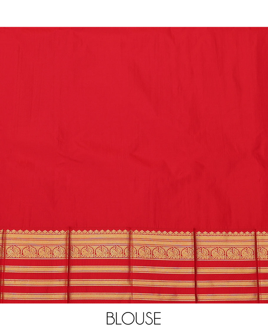 Blue Budget Silk Saree, Detailed with Zari Buttas and Checks, a Contrast Traditional Zari Border, Grand Pallu, and a Contrast Blouse