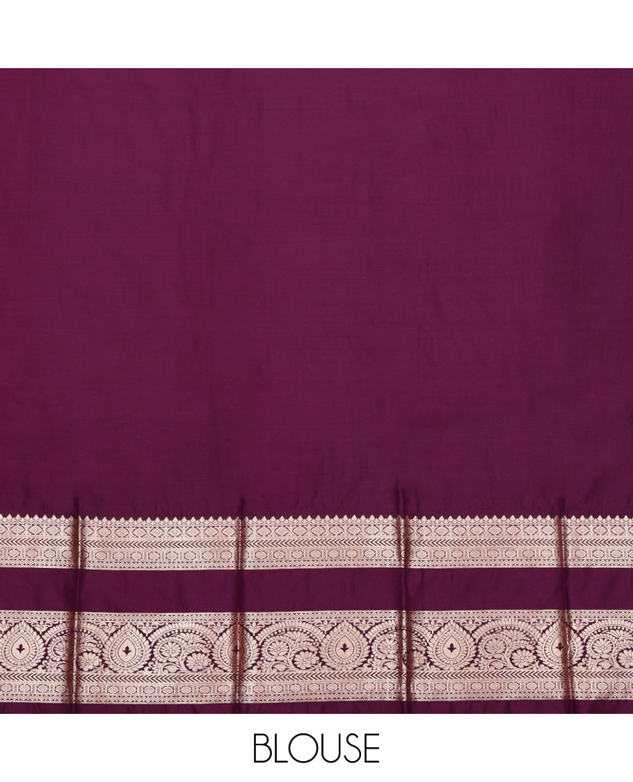 Pink Budget Silk Saree, Woven with Zari Buttas on Its Body, Complemented by a Contrast Traditional Zari Design Rettai Pettu Border, Intricately Designed Pallu, and Paired with a Contrast Blouse