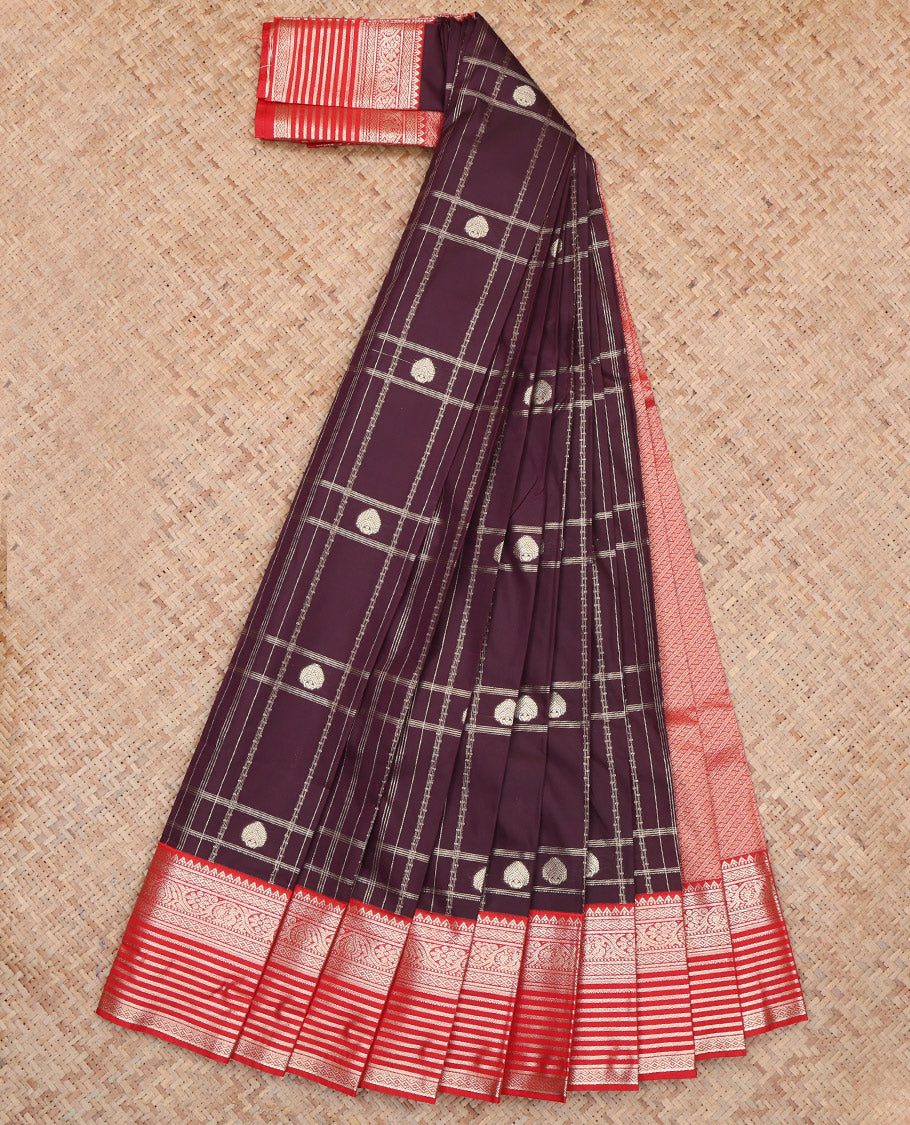 Maroon Zari Butta Budget Silk Saree