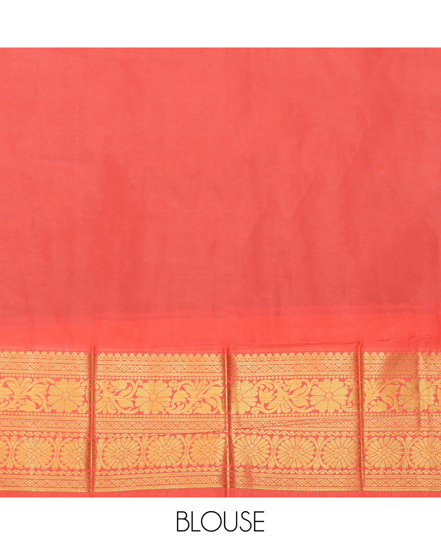 Maroon Budget Silk Saree, Styled with Zari Buttas, Complemented by Contrast Traditional Zari Border, a Grand Pallu and a Contrast Blouse