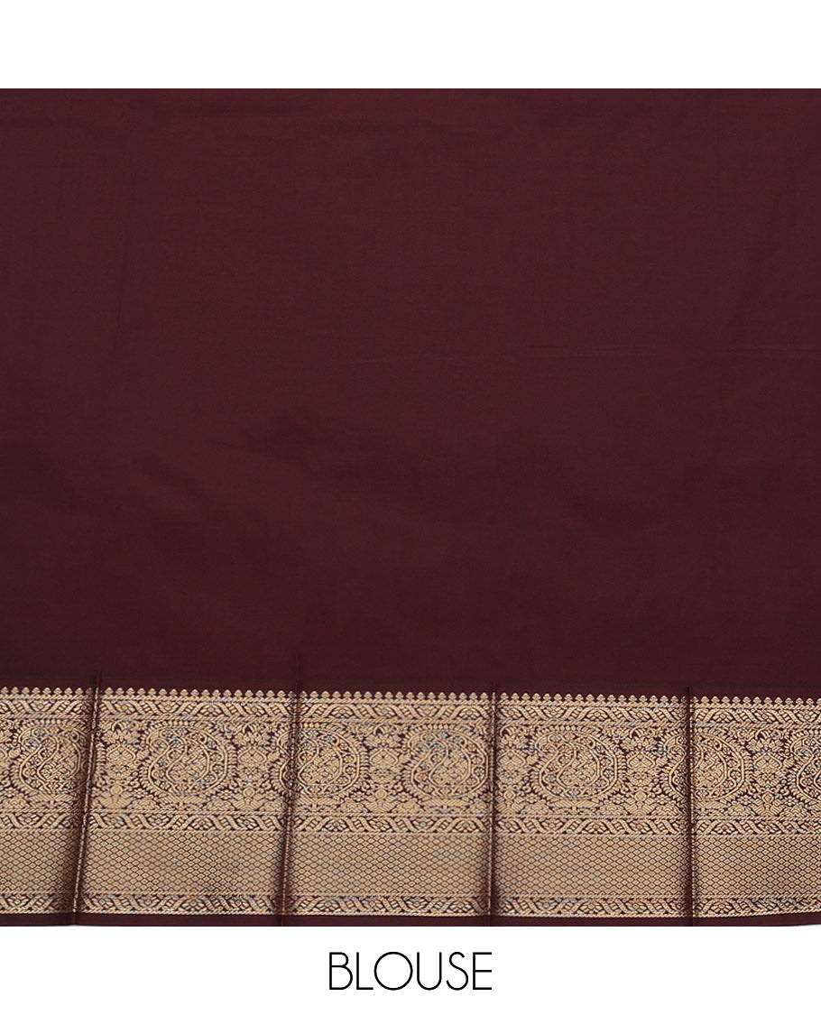 Pale Pink Budget Silk Saree, Accentuated with Buttas, Complemented by a Contrast Traditional Zari Border, Grand Pallu, and Contrast Blouse
