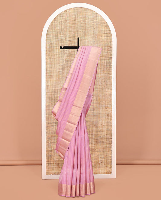 Pink Vasundhara Lite Silk Saree, Steeped with Buttas All Over Its Body, Highlighted by Traditional Zari Designs Woven Border, Grand Pallu and Paired with a Matching Blouse