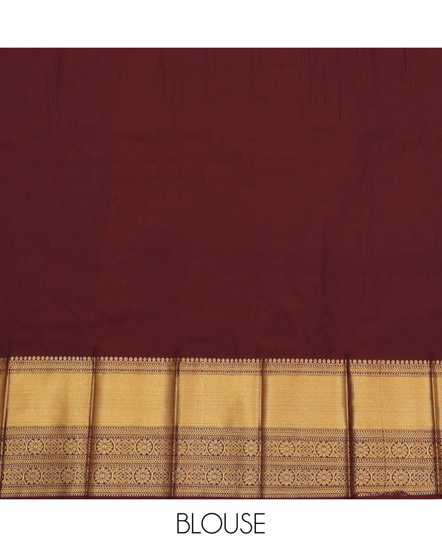 Yellow Budget Silk Saree, Subtly Sparkled Zari with Buttas All Over Its Body, Complemented by a Contrast Traditional Zari Border, Intricately Designed Pallu, and Paired with a Contrast Blouse