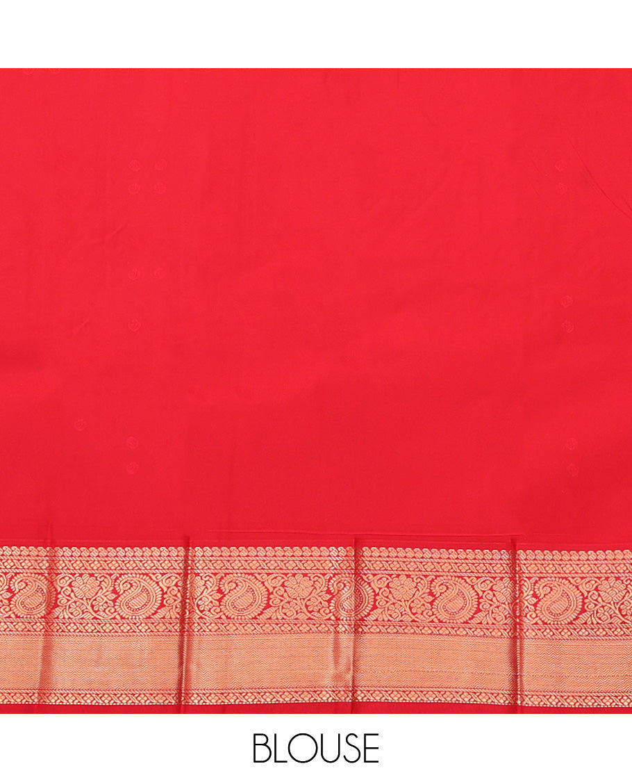 Turquoise Budget Silk Saree, Subtly Sparkled with Zari Buttas, a Contrast Traditional Zari Border, Jaal Pallu, and a Contrast Blouse