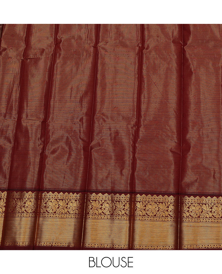 Red Budget Silk Saree, Elevated with Zari Buttas and Checked Design on Its Body, Complemented by a Contrast Traditional Zari Design Border, Grand Jaal-Patterned Pallu, and Paired with a Contrast Blouse