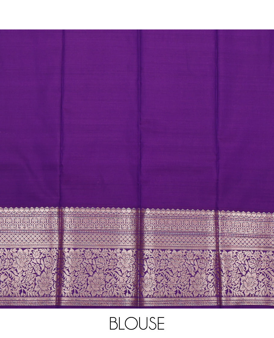 Blue Budget Silk Saree, Graced with Zari Buttas All Over Its Body, Complemented by a Contrast Traditional Zari Design Rettai Pettu Border, Intricate Pallu, and Paired with a Contrast Blouse