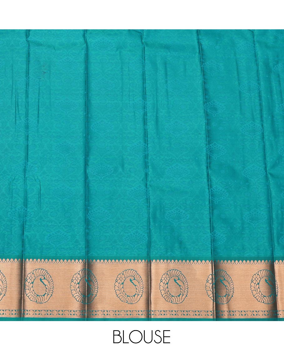 Peach Budget Silk Saree, Bedecked with Jacquard Design, Complemented by a Contrast  Zari Border, Grand Pallu, and Contrast Blouse