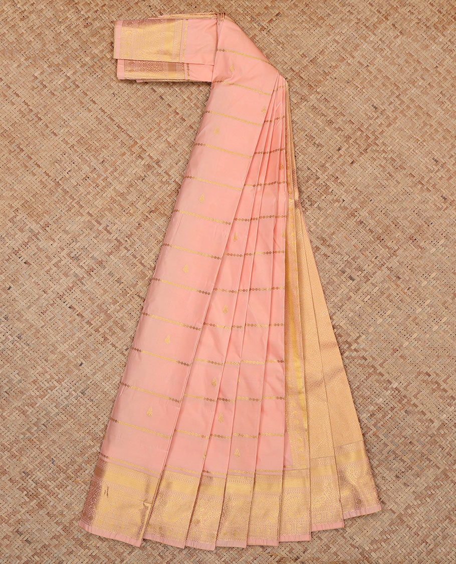 Pink Budget Silk Saree, Woven with Zari Buttas, Complemented by Traditional Zari Border, a Jaal Pallu and a Matching Blouse