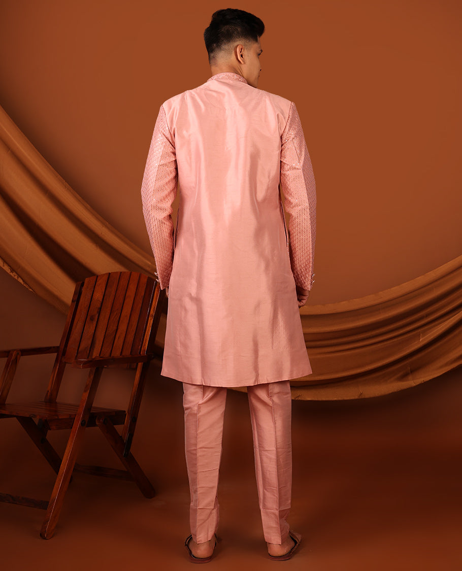 Pink Plain Men's Kurta Set