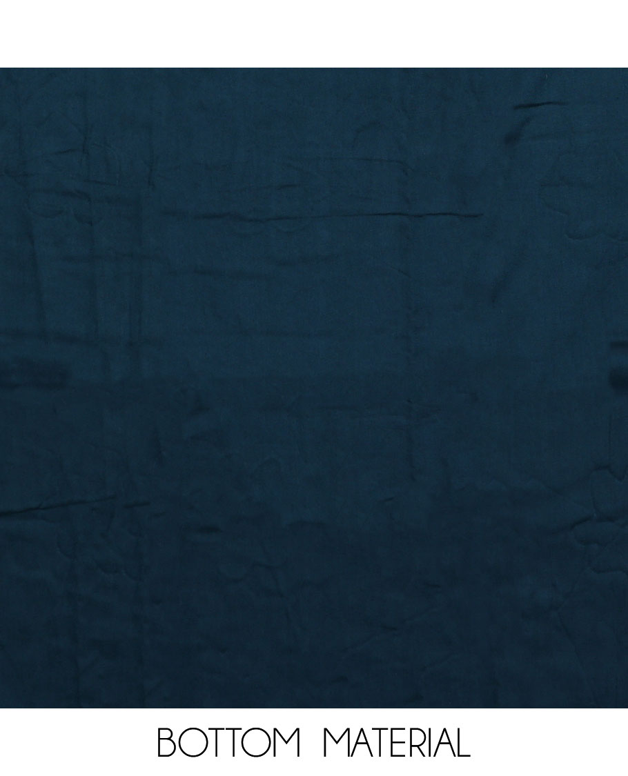 Blue material chudidar set, floral printed top, plain bottom and floral printed dupatta