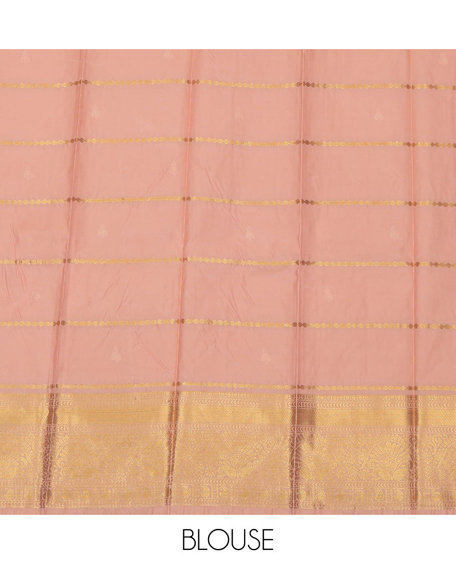Pink Budget Silk Saree, Woven with Zari Buttas, Complemented by Traditional Zari Border, a Jaal Pallu and a Matching Blouse