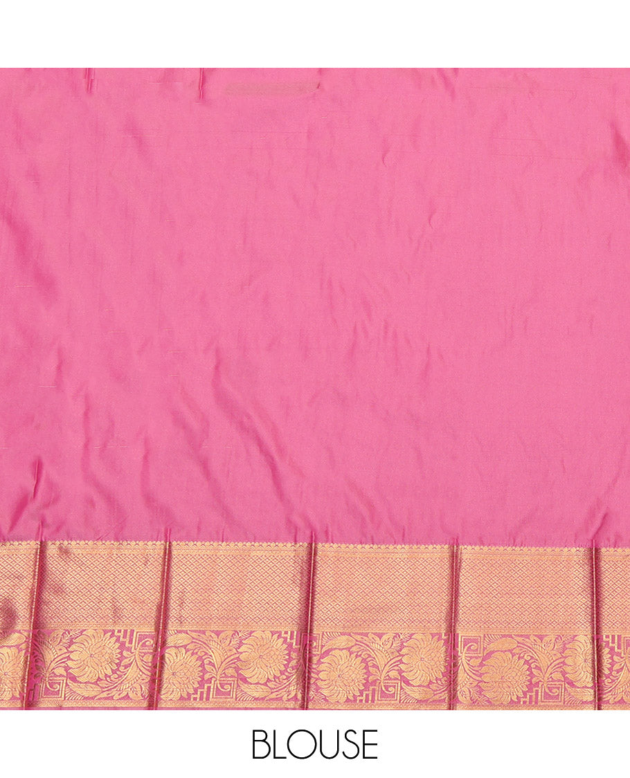 Royal Blue Budget Silk Saree, Mesmerized with Zari Buttas, Complemented by a Contrast Traditional Border, Jaal Pallu, and a Contrast Blouse
