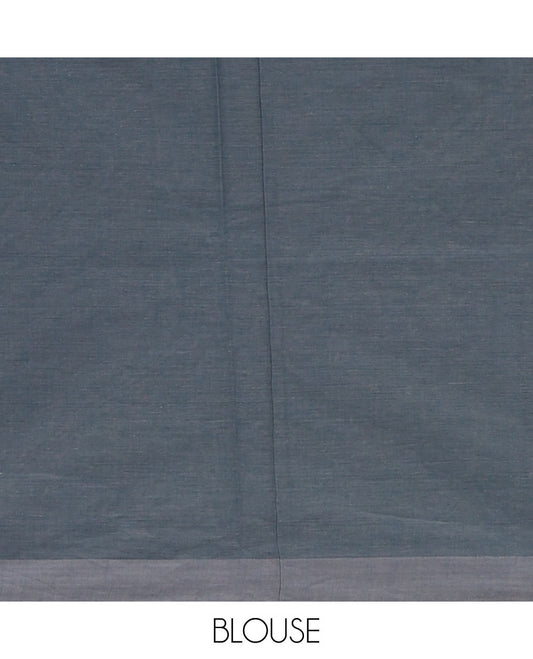 Grey unique  buttas Coimbatore cotton saree, plain border & uniquely designed pallu