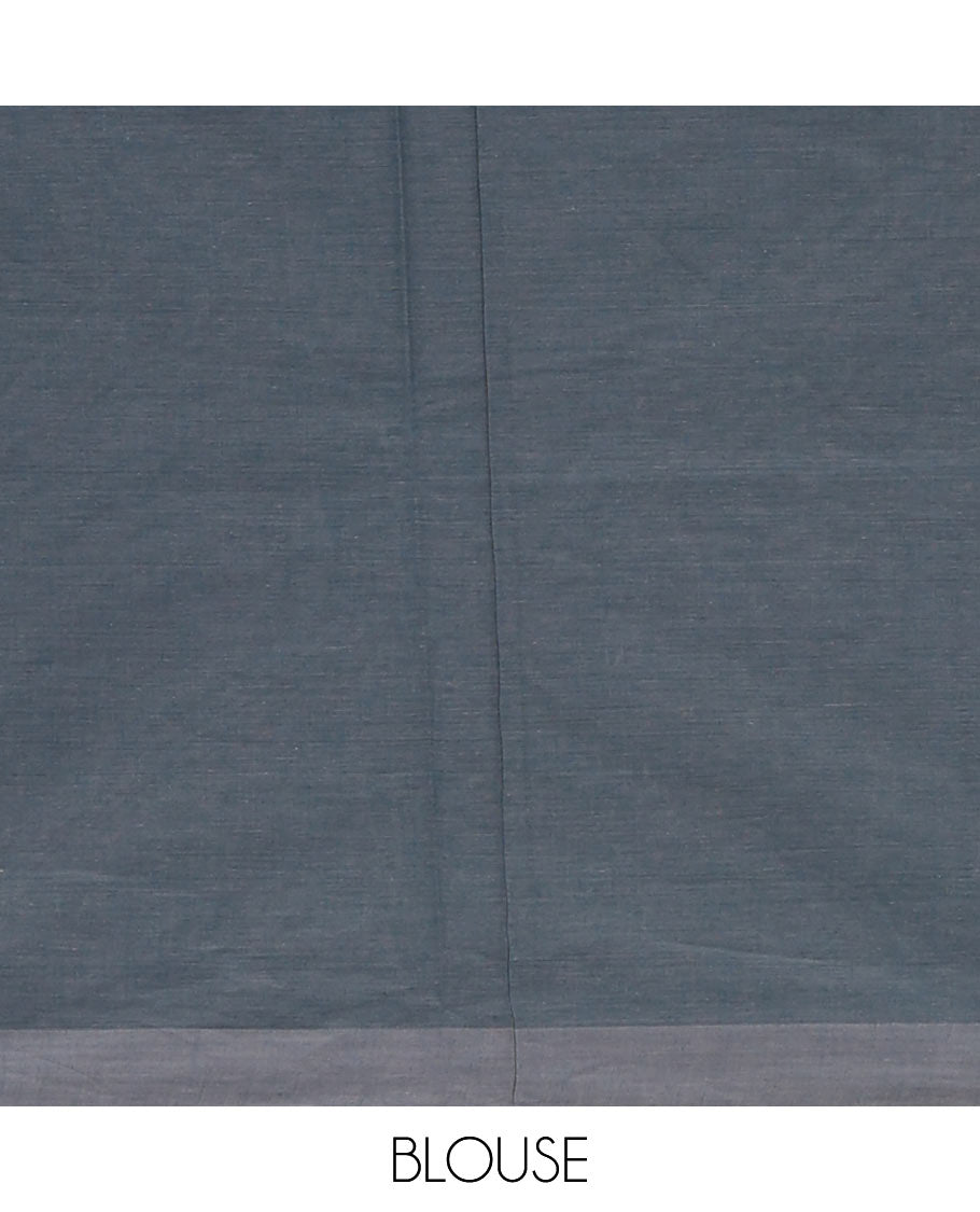 Grey unique  buttas Coimbatore cotton saree, plain border & uniquely designed pallu