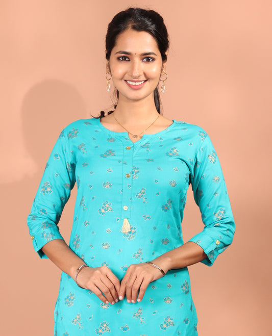 Blue Rayon Readymade Kurti