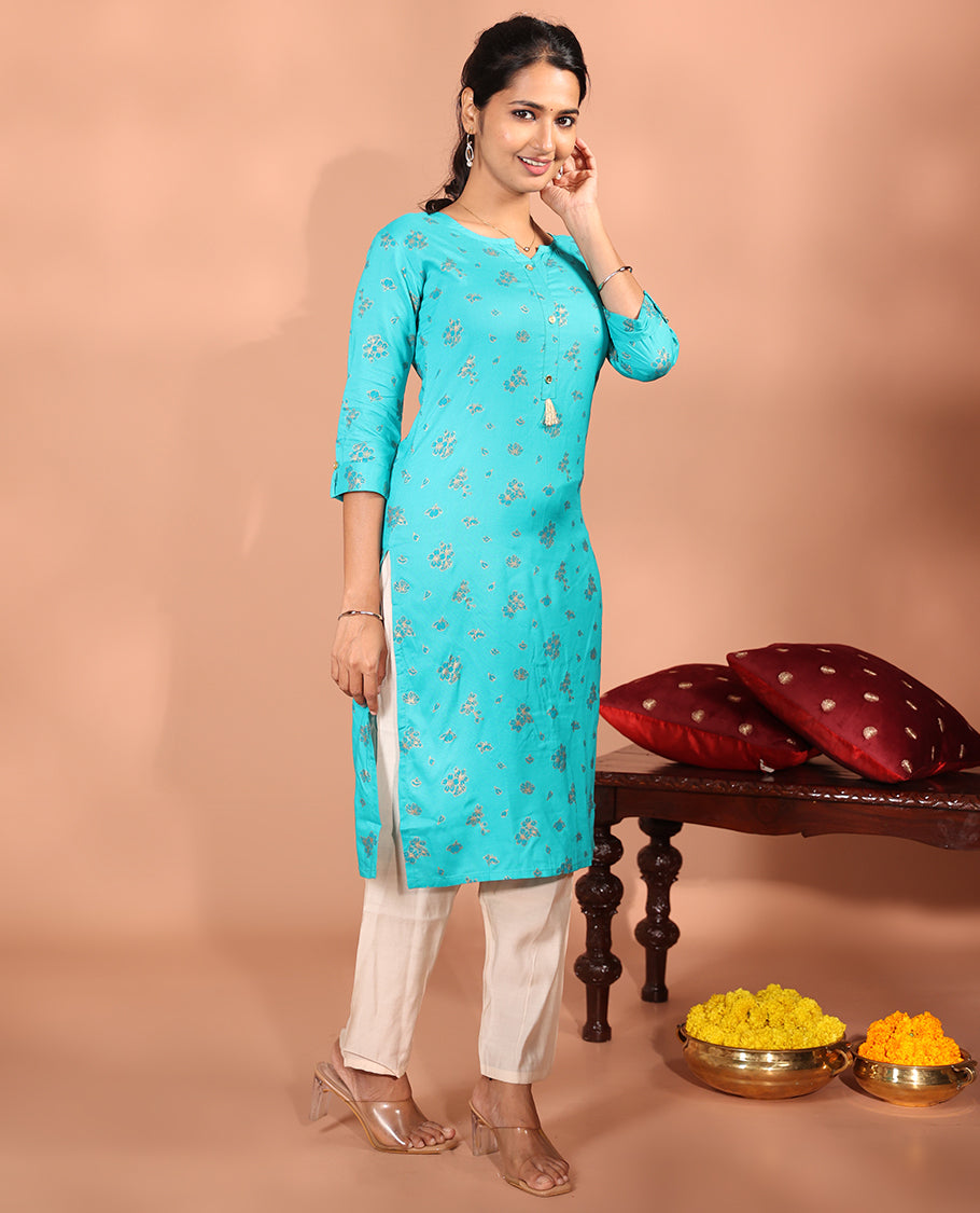 Blue Rayon Readymade Kurti