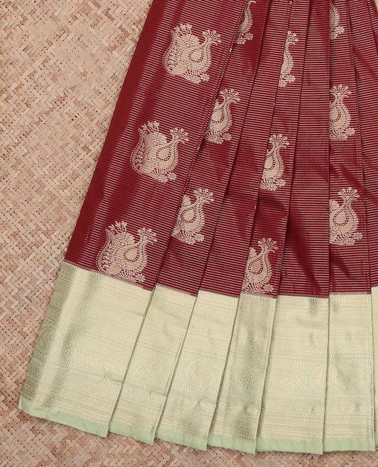 Maroon Traditional Zari Border Budget Silk Saree
