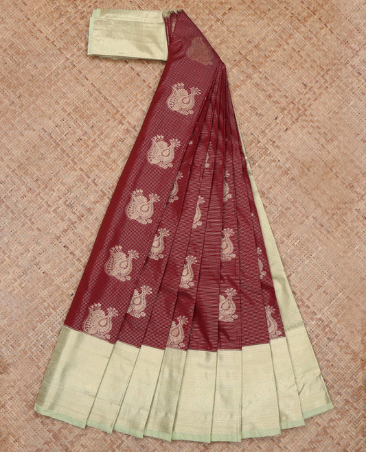 Maroon Traditional Zari Border Budget Silk Saree