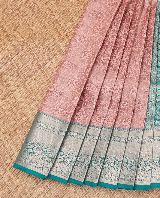 Onion Pink Budget Silk Saree, Crafted with Jacquard Design, Complemented by Contrast Traditional Zari Border, a Grand Pallu and a Contrast Blouse