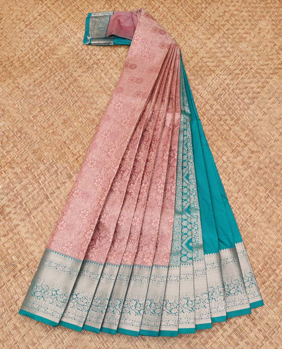 Onion Pink Budget Silk Saree, Crafted with Jacquard Design, Complemented by Contrast Traditional Zari Border, a Grand Pallu and a Contrast Blouse