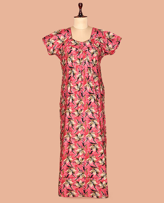 Pink Cotton-Blended Nighty