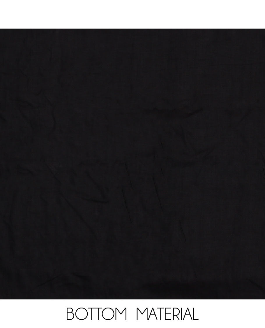 Black material chudidar set, floral printed top, plain bottom and floral printed dupatta