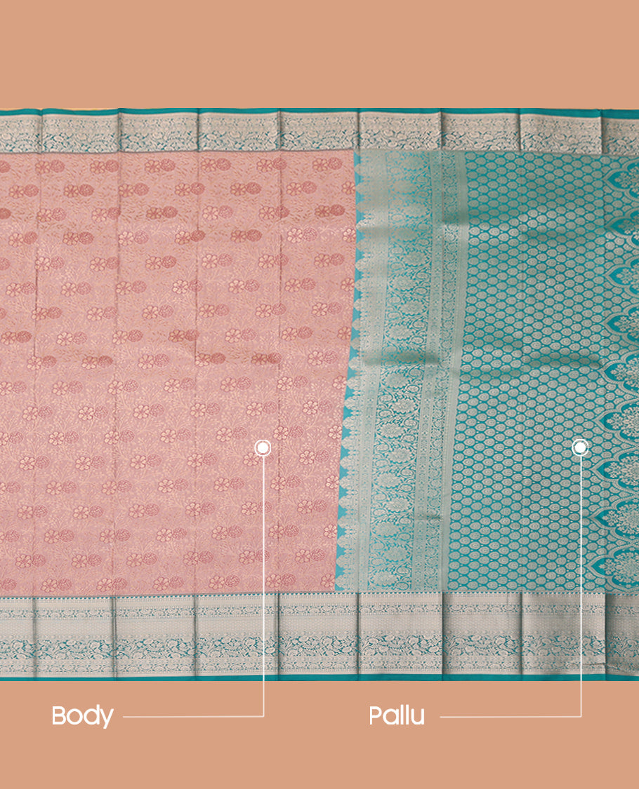 Onion Pink Budget Silk Saree, Crafted with Jacquard Design, Complemented by Contrast Traditional Zari Border, a Grand Pallu and a Contrast Blouse