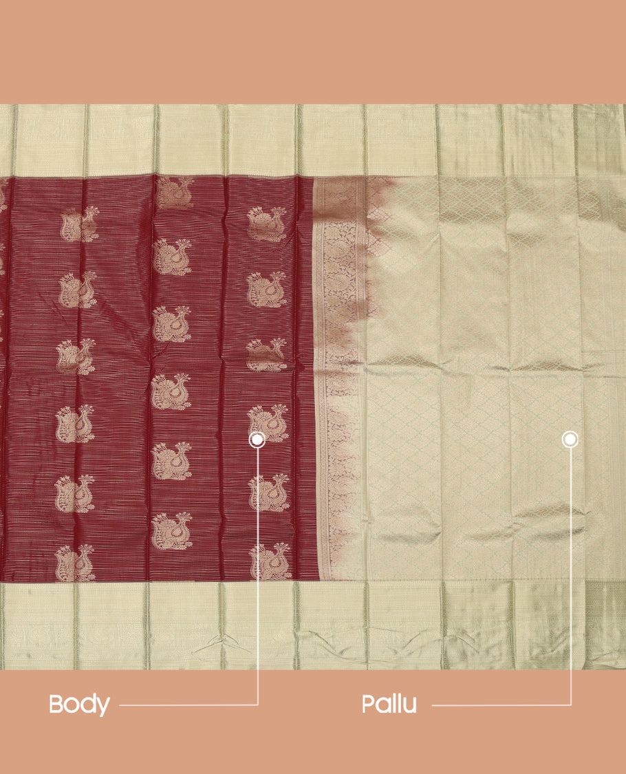 Maroon Traditional Zari Border Budget Silk Saree