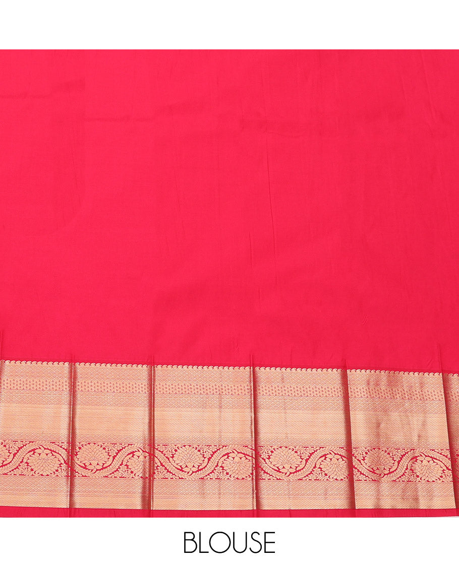 Blue Budget Silk Saree, Detailed with Zari Buttas, Complemented by a Contrast Traditional Zari Border, Grand Pallu, and a Contrast Blouse